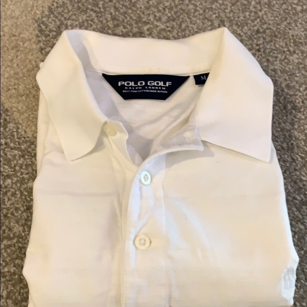 Men’s all white polo golf polo